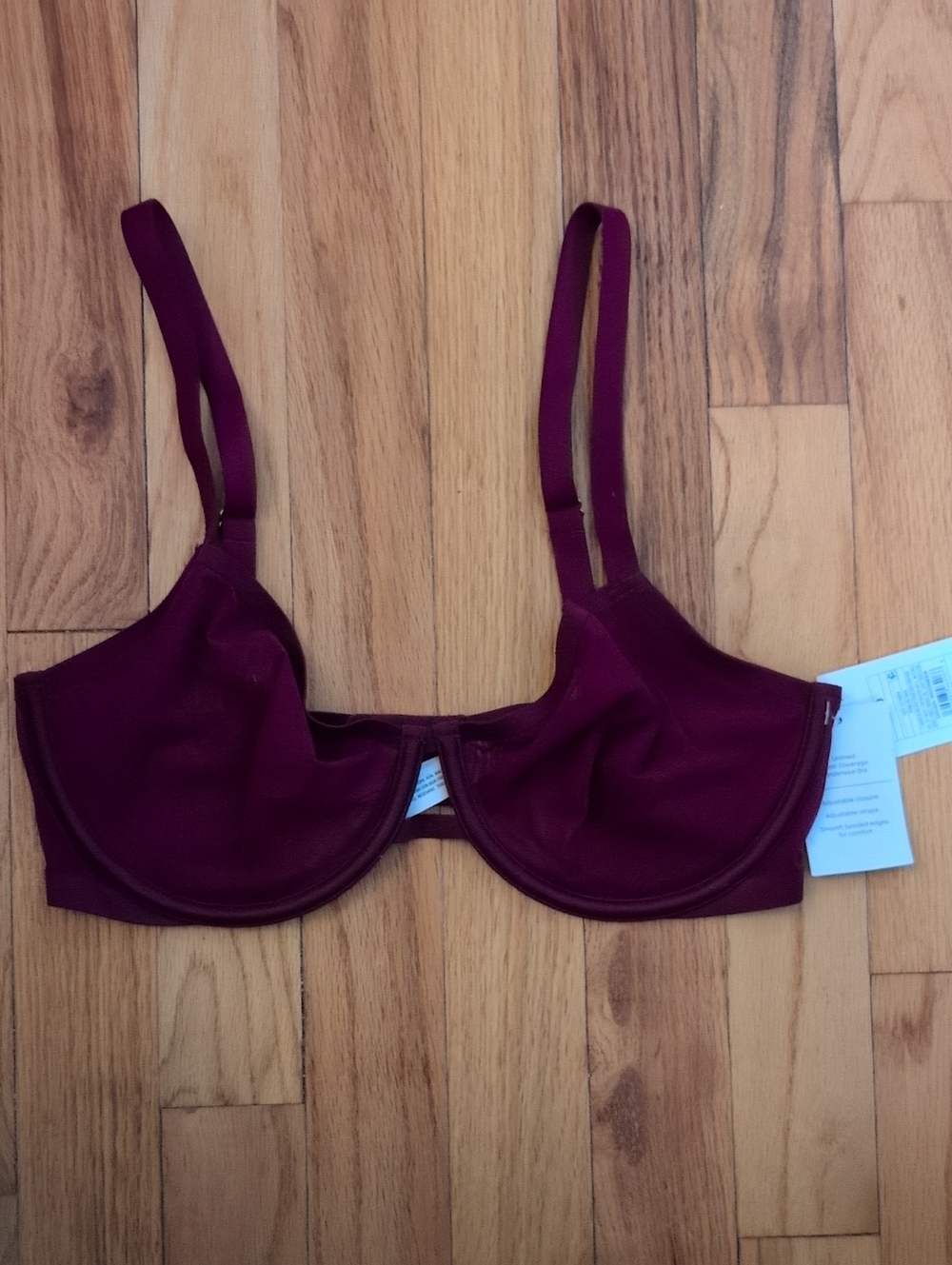 New Auden Burgundy Underwire Bra 34D NWT